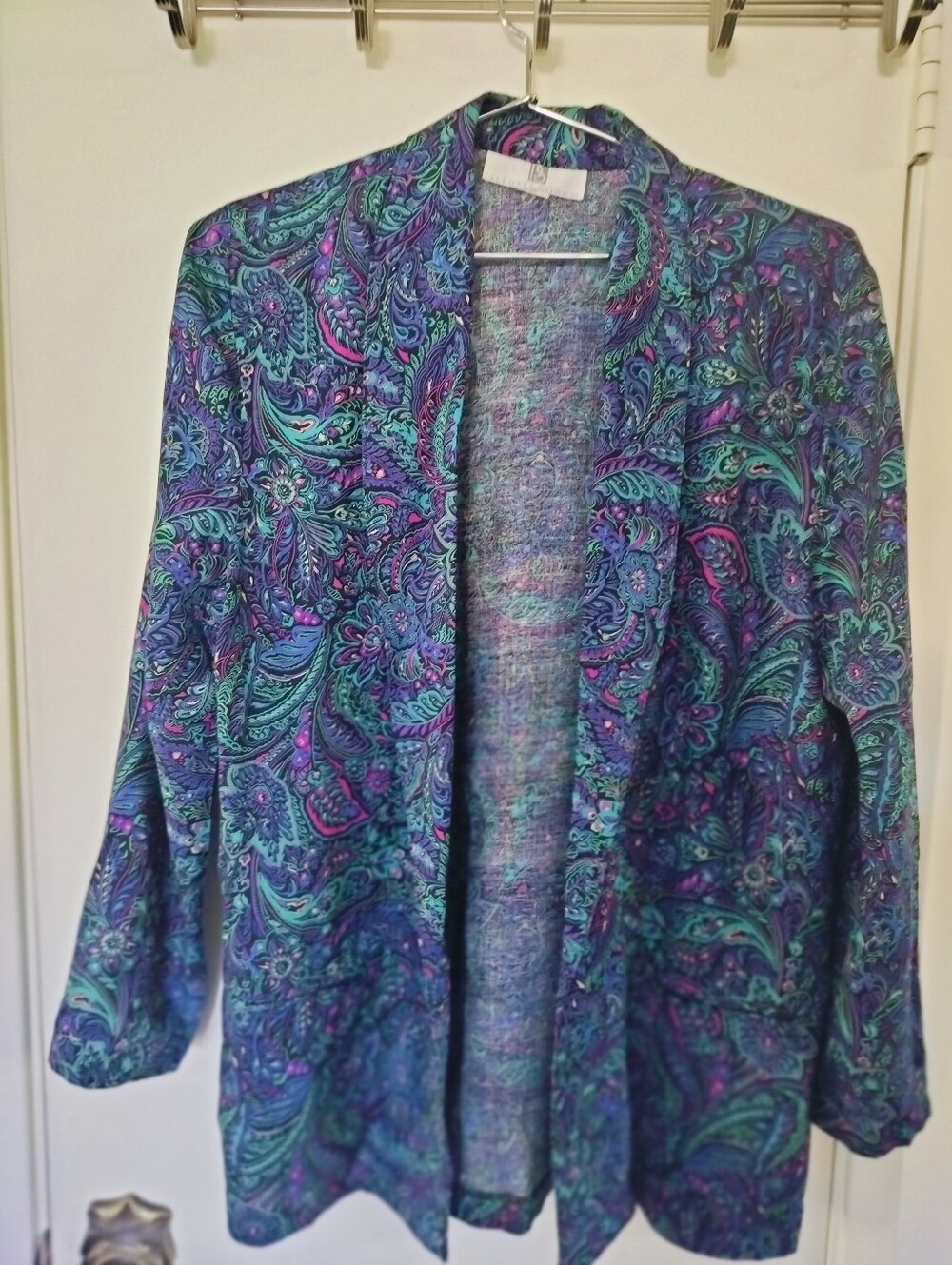 Vintage 80s 90s Illustrations Paisley Rayon Blazer Jacket S